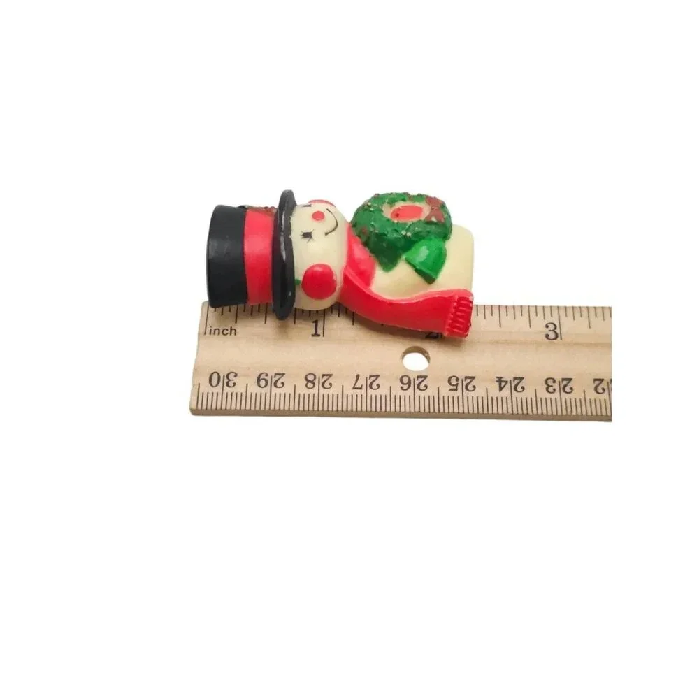 Hallmark Cards Winter Snowman Wreath and Bird Brooch Pin Multicolor Vintage